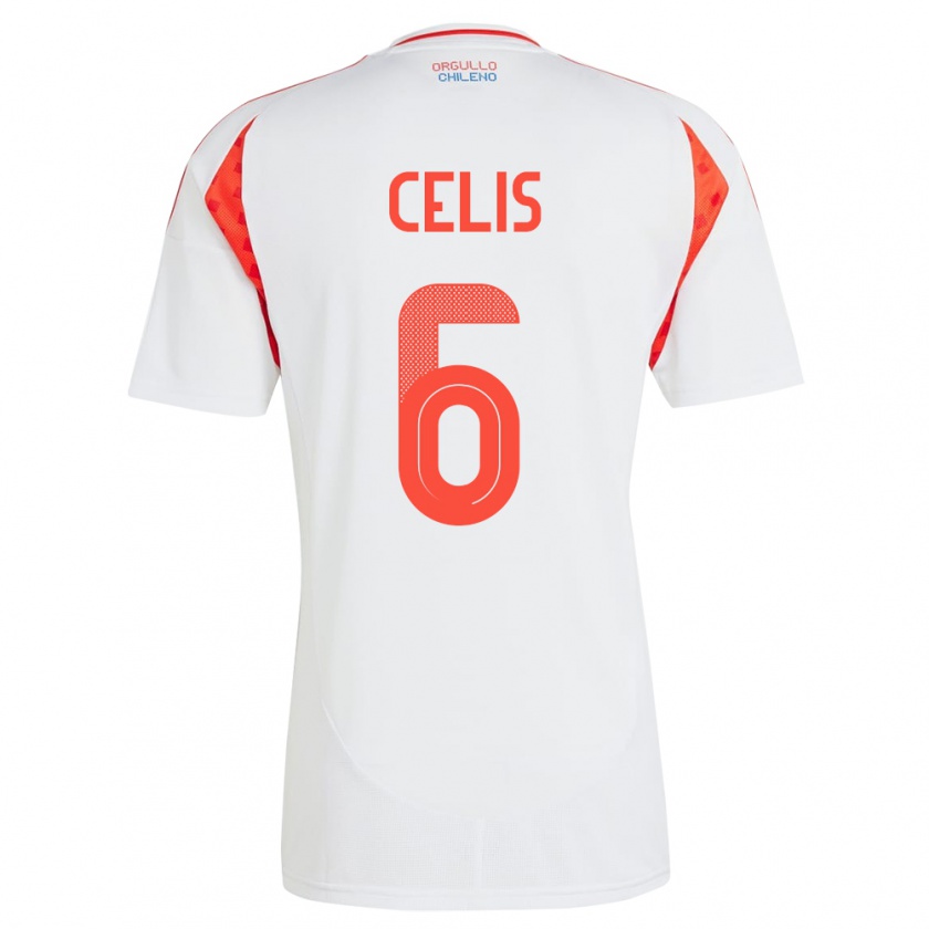 Kandiny Bambino Maglia Cile Milovan Celis #6 Bianco Kit Gara Away 24-26 Maglietta