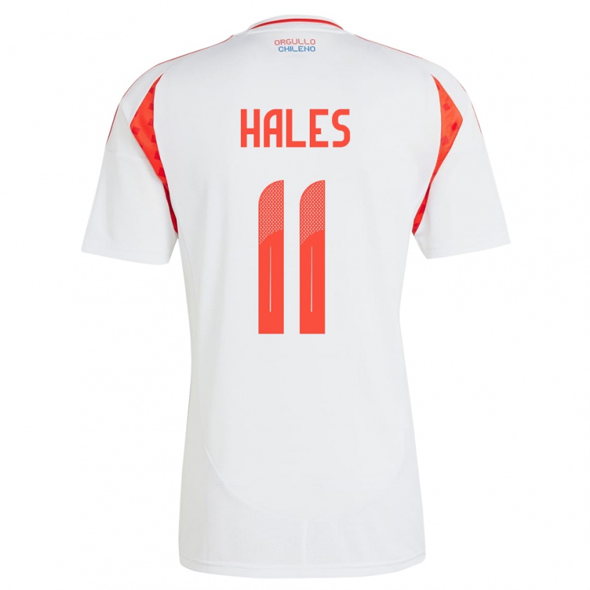 Kandiny Bambino Maglia Cile Alejandro Hales #11 Bianco Kit Gara Away 24-26 Maglietta