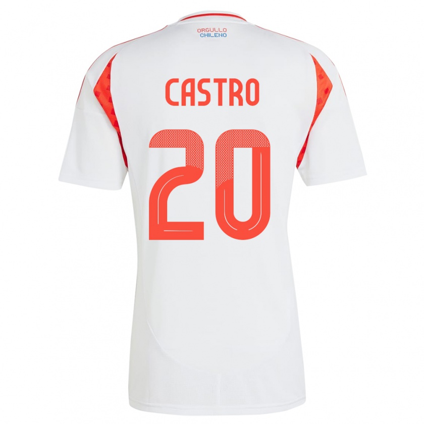 Kandiny Bambino Maglia Cile Benjamín Castro #20 Bianco Kit Gara Away 24-26 Maglietta