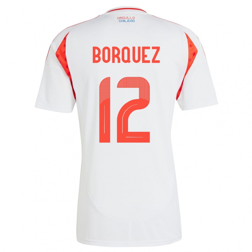 Kandiny Bambino Maglia Cile Gabriela Bórquez #12 Bianco Kit Gara Away 24-26 Maglietta