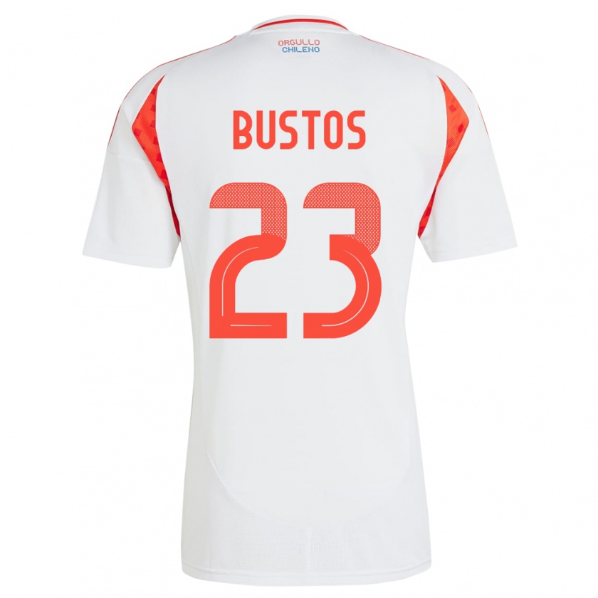 Kandiny Bambino Maglia Cile Ignacia Bustos #23 Bianco Kit Gara Away 24-26 Maglietta