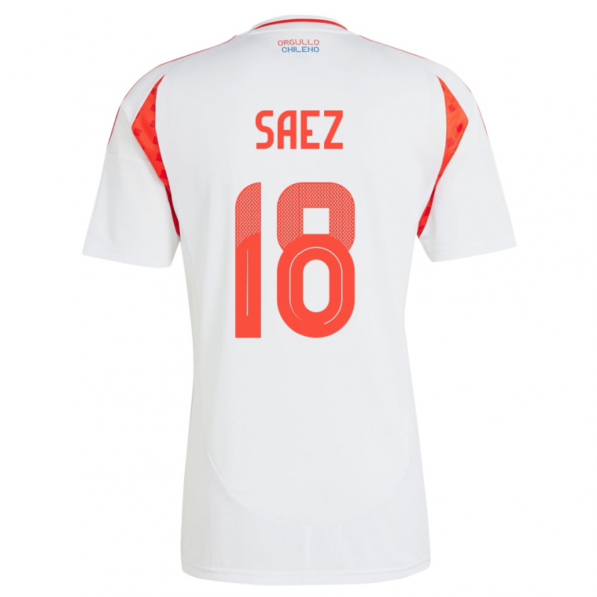 Kandiny Bambino Maglia Cile Camila Sáez #18 Bianco Kit Gara Away 24-26 Maglietta