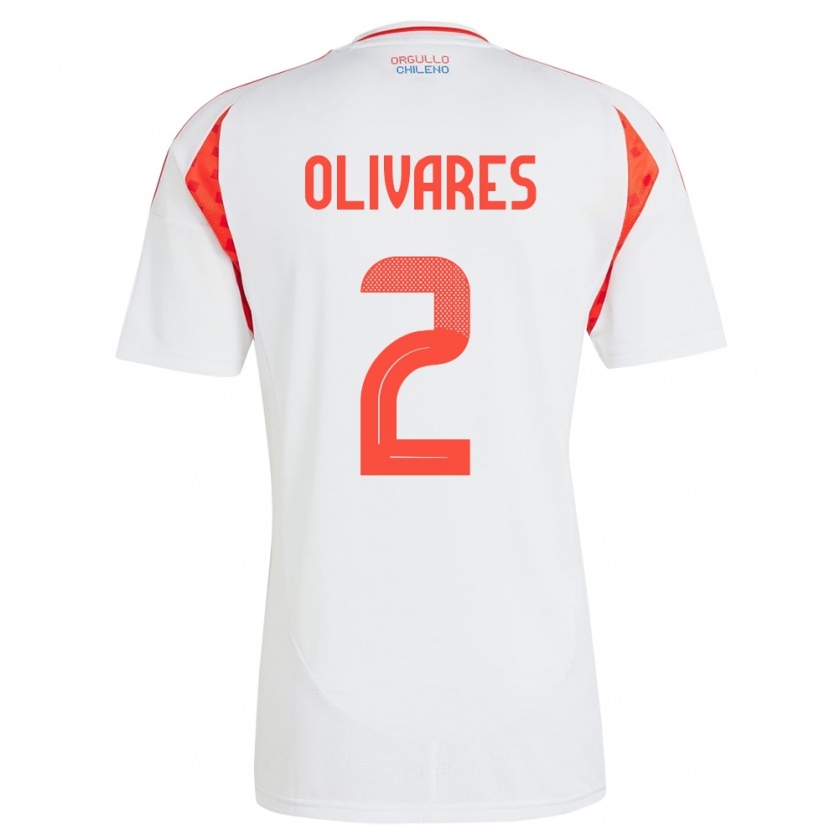 Kandiny Bambino Maglia Cile Michelle Olivares #2 Bianco Kit Gara Away 24-26 Maglietta