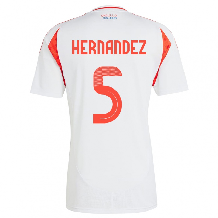 Kandiny Kinder Chile Monserrat Hernández #5 Weiß Auswärtstrikot Trikot 24-26 T-Shirt Österreich