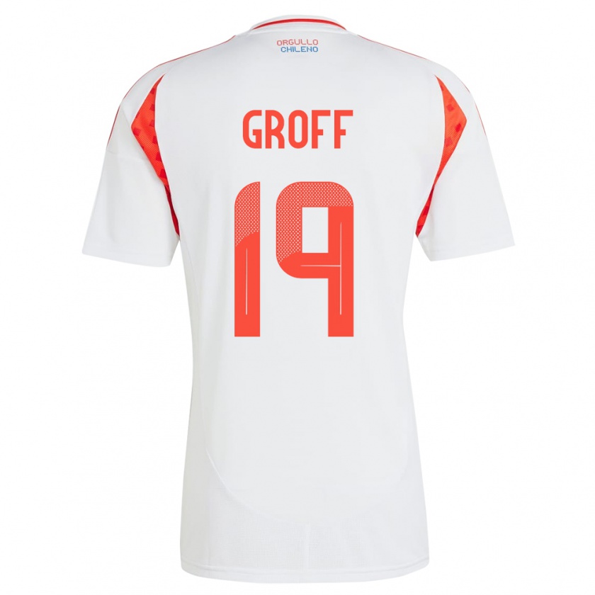 Kandiny Bambino Maglia Cile Llanka Groff #19 Bianco Kit Gara Away 24-26 Maglietta