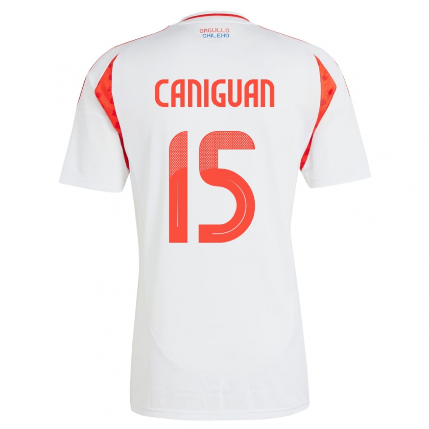 Kandiny Bambino Maglia Cile Franchesca Caniguán #15 Bianco Kit Gara Away 24-26 Maglietta