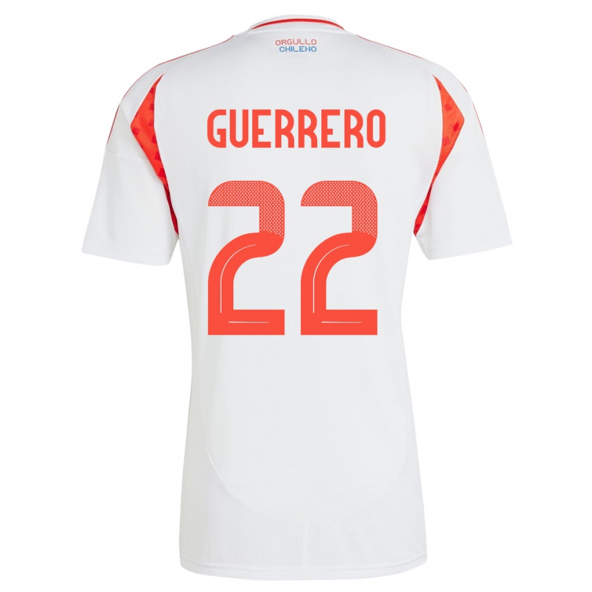 Kandiny Bambino Maglia Cile Kathalina Guerrero #22 Bianco Kit Gara Away 24-26 Maglietta