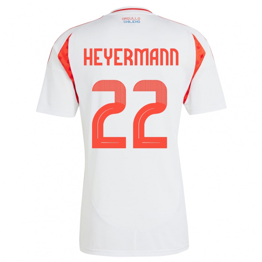 Kandiny Bambino Maglia Cile Agustina Heyermann #22 Bianco Kit Gara Away 24-26 Maglietta