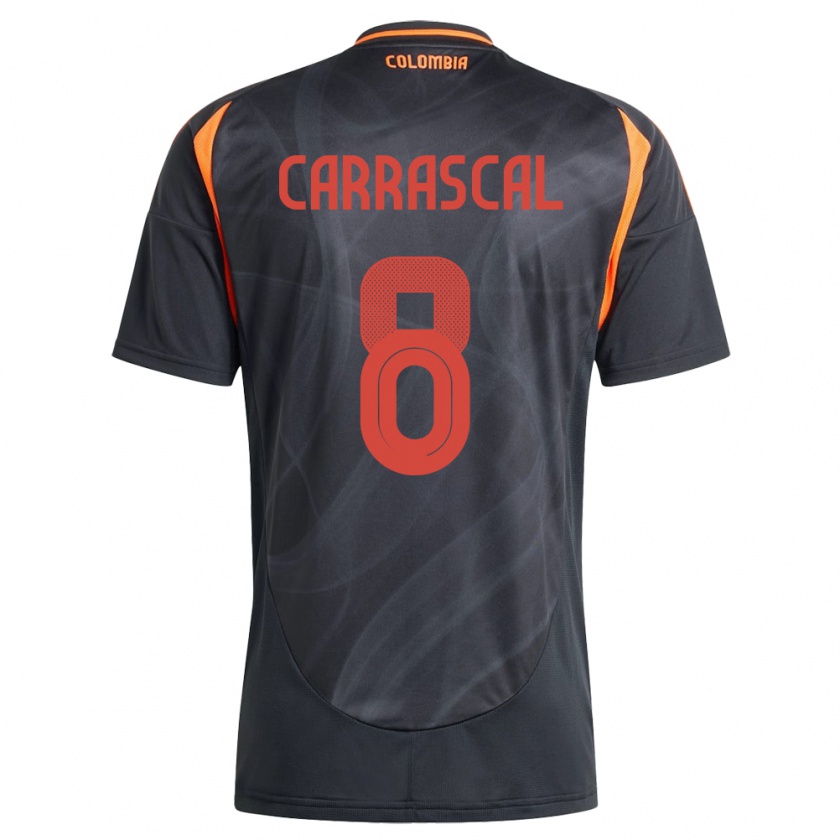 Kandiny Bambino Maglia Colombia Jorge Carrascal #8 Nero Kit Gara Away 24-26 Maglietta