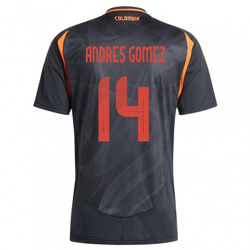 Kandiny Kinderen Colombia Carlos Andrés Gómez #14 Zwart Uitshirt Uittenue 24-26 T-Shirt