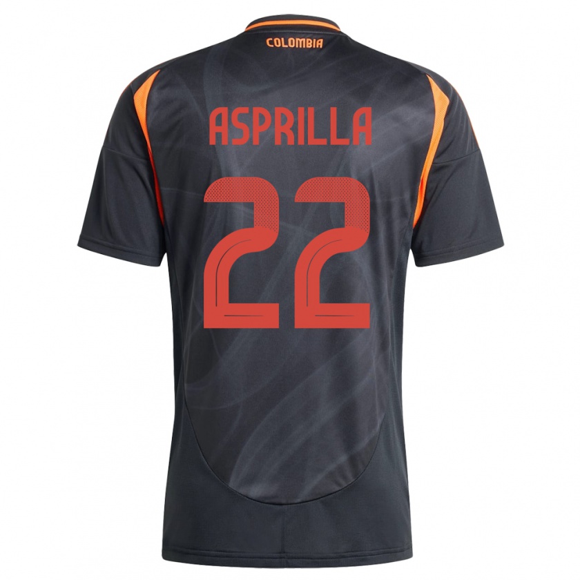 Kandiny Bambino Maglia Colombia Yáser Asprilla #22 Nero Kit Gara Away 24-26 Maglietta