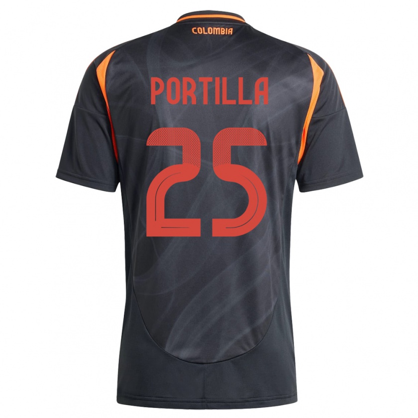 Kandiny Bambino Maglia Colombia Juan Portilla #25 Nero Kit Gara Away 24-26 Maglietta