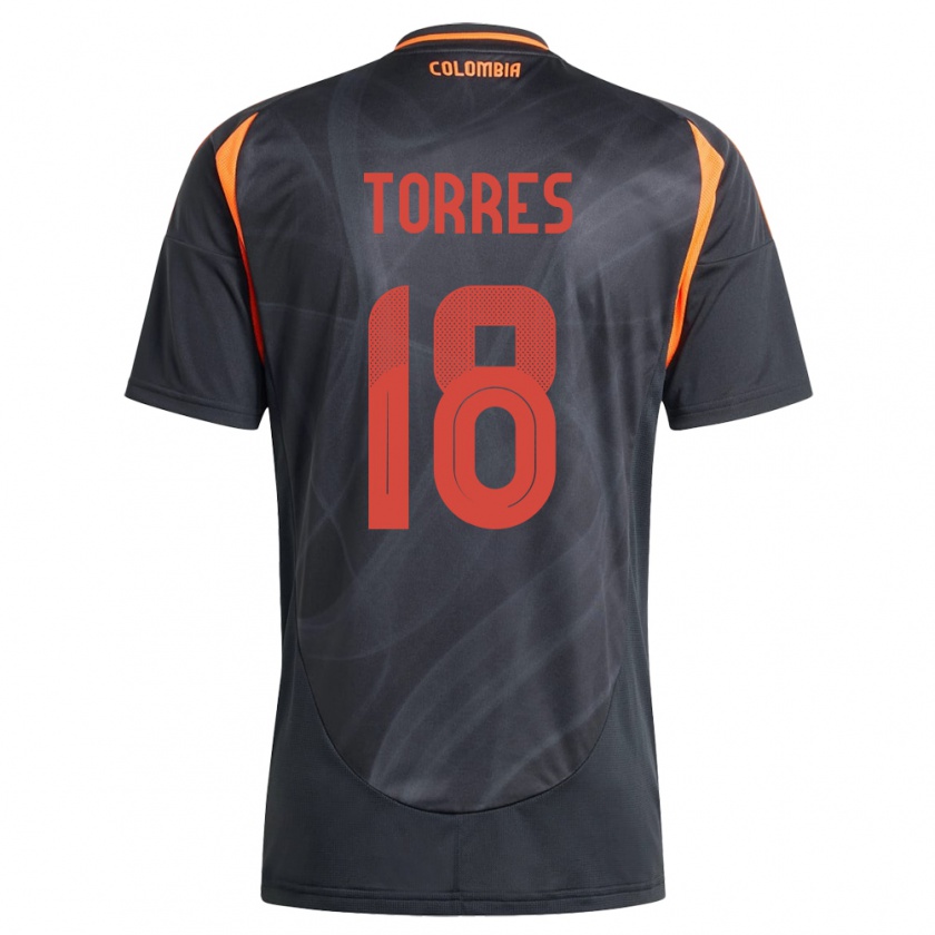 Kandiny Bambino Maglia Colombia Jhojan Torres #18 Nero Kit Gara Away 24-26 Maglietta