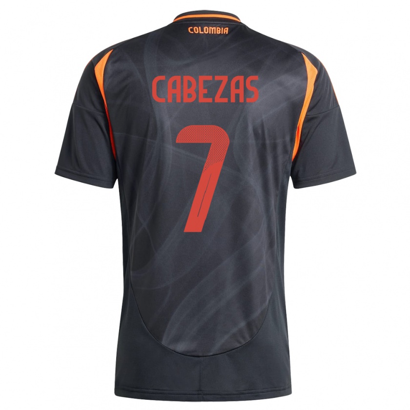 Kandiny Bambino Maglia Colombia Jorge Cabezas #7 Nero Kit Gara Away 24-26 Maglietta