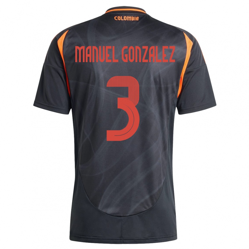 Kandiny Bambino Maglia Colombia Carlos Manuel González #3 Nero Kit Gara Away 24-26 Maglietta