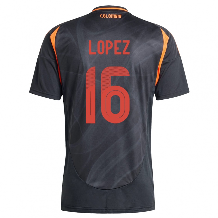 Kandiny Kinderen Colombia William López #16 Zwart Uitshirt Uittenue 24-26 T-Shirt