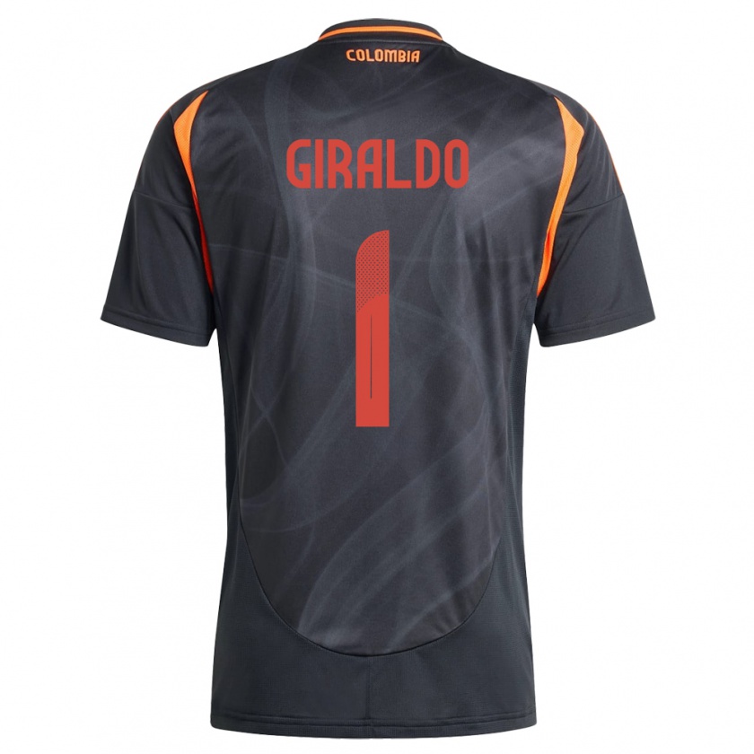 Kandiny Bambino Maglia Colombia Natalia Giraldo #1 Nero Kit Gara Away 24-26 Maglietta