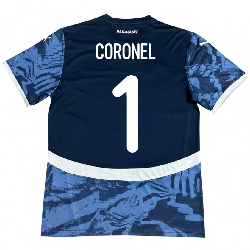 Kandiny Bambino Maglia Paraguay Carlos Coronel #1 Blu Kit Gara Away 24-26 Maglietta