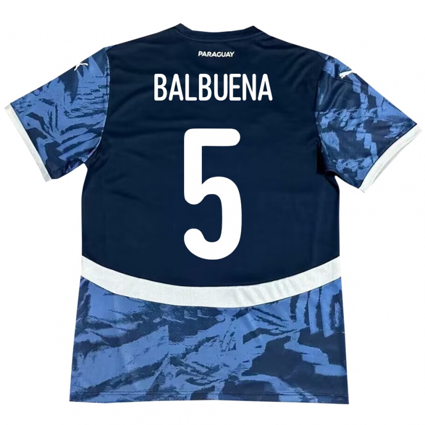 Kandiny Bambino Maglia Paraguay Fabián Balbuena #5 Blu Kit Gara Away 24-26 Maglietta