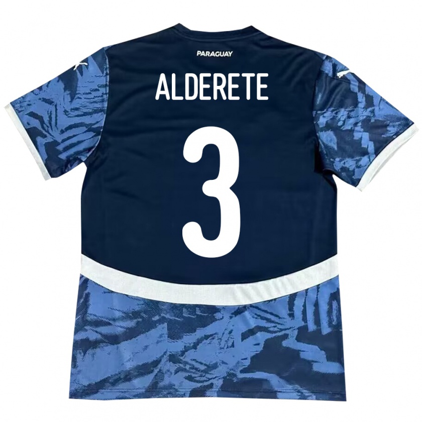 Kandiny Kinder Paraguay Omar Alderete #3 Blau Auswärtstrikot Trikot 24-26 T-Shirt Österreich