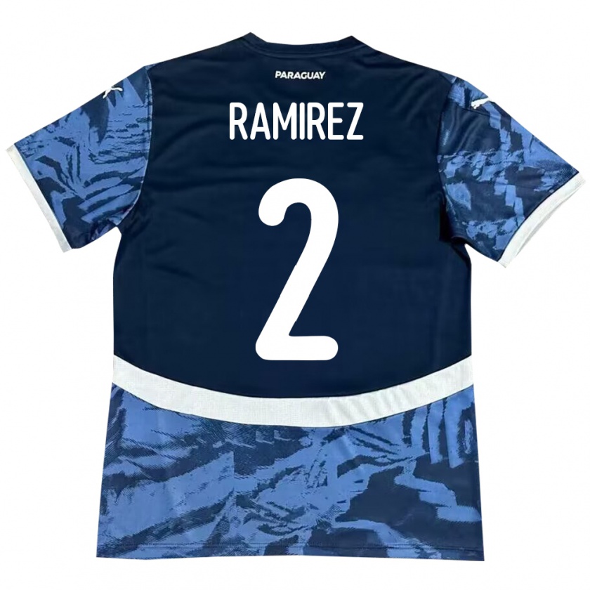 Kandiny Kinder Paraguay Iván Ramírez #2 Blau Auswärtstrikot Trikot 24-26 T-Shirt Österreich