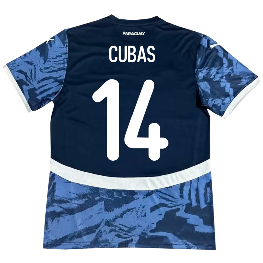 Kandiny Bambino Maglia Paraguay Andrés Cubas #14 Blu Kit Gara Away 24-26 Maglietta