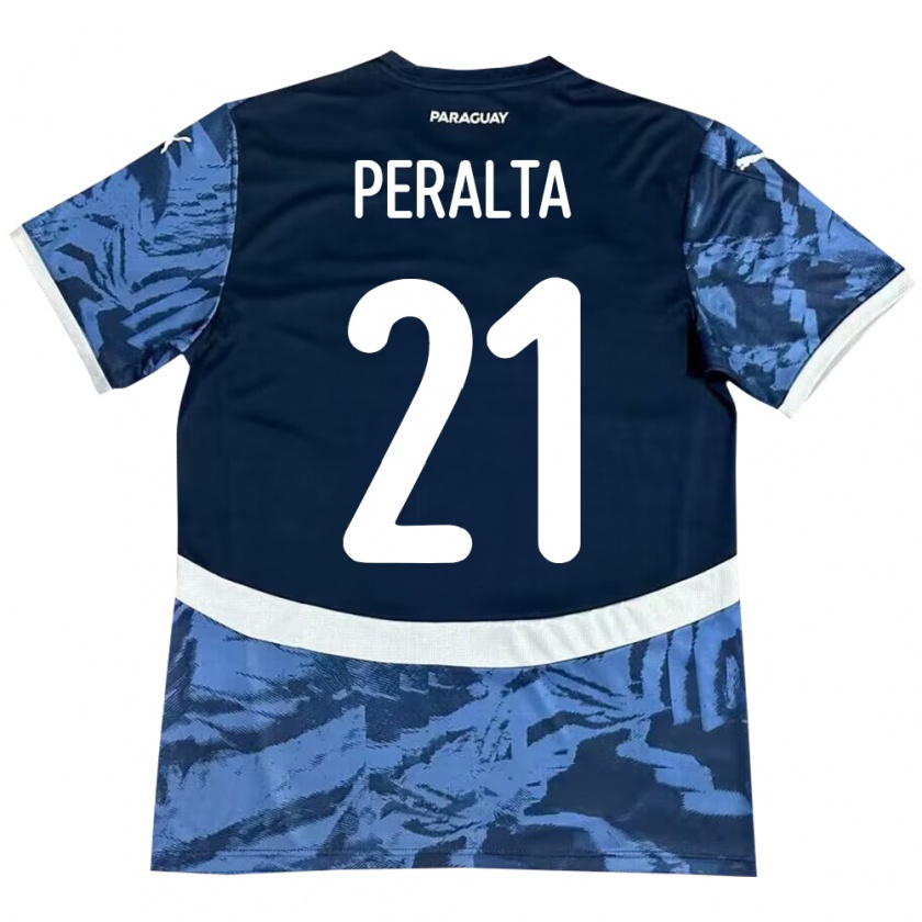 Kandiny Kinder Paraguay Fabrizio Peralta #21 Blau Auswärtstrikot Trikot 24-26 T-Shirt Österreich