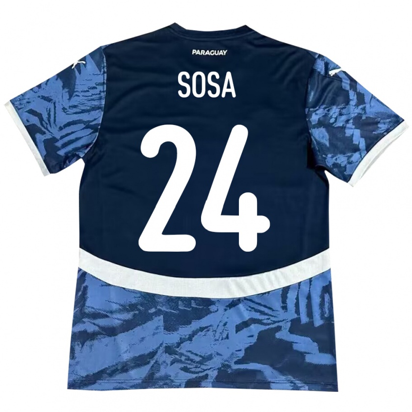 Kandiny Kinderen Paraguay Ramón Sosa #24 Blauw Uitshirt Uittenue 24-26 T-Shirt België