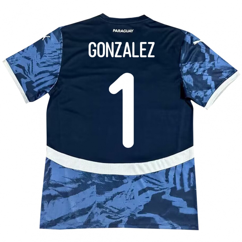 Kandiny Bambino Maglia Paraguay Ángel González #1 Blu Kit Gara Away 24-26 Maglietta