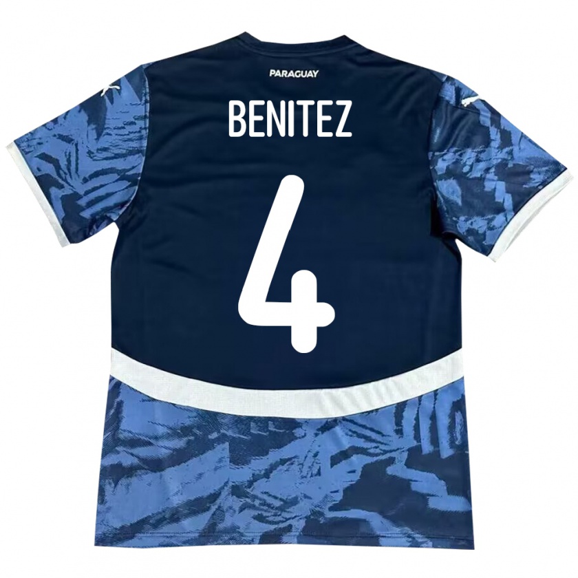 Kandiny Bambino Maglia Paraguay Gastón Benítez #4 Blu Kit Gara Away 24-26 Maglietta