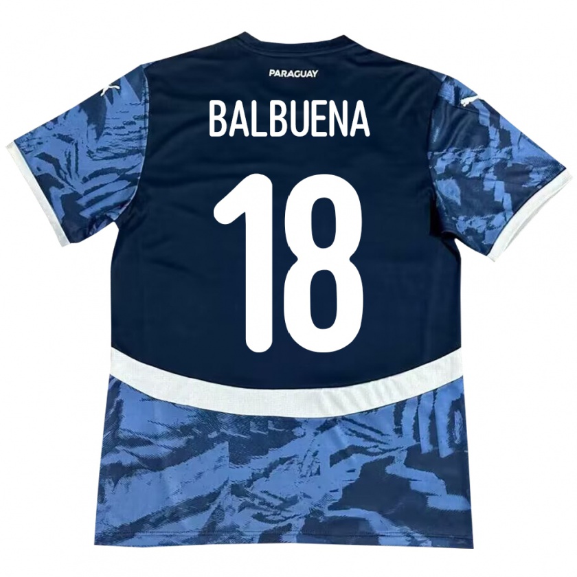 Kandiny Bambino Maglia Paraguay Axel Balbuena #18 Blu Kit Gara Away 24-26 Maglietta