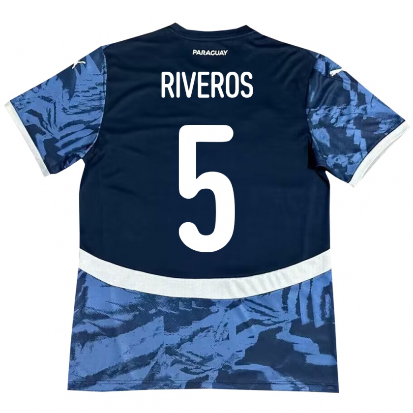 Kandiny Bambino Maglia Paraguay Verónica Riveros #5 Blu Kit Gara Away 24-26 Maglietta