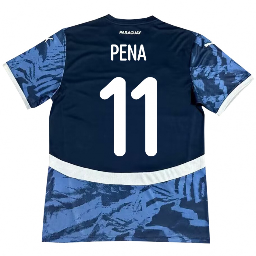 Kandiny Bambino Maglia Paraguay Liz Peña #11 Blu Kit Gara Away 24-26 Maglietta