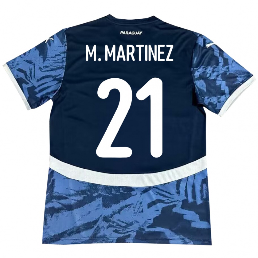 Kandiny Kinder Paraguay María Martínez #21 Blau Auswärtstrikot Trikot 24-26 T-Shirt Österreich