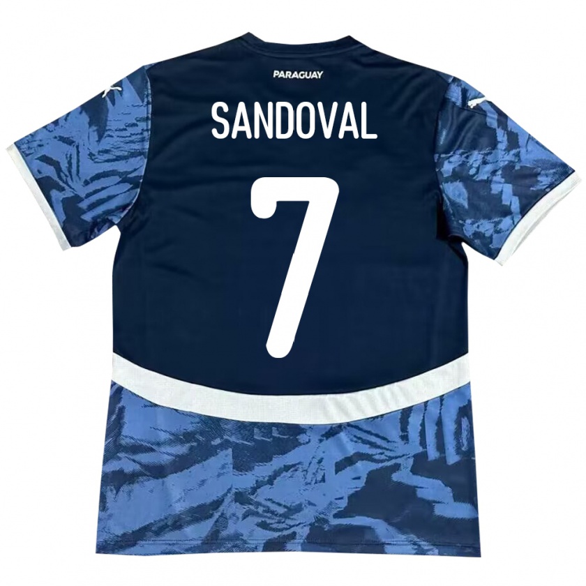 Kandiny Bambino Maglia Paraguay Fabiola Sandoval #7 Blu Kit Gara Away 24-26 Maglietta