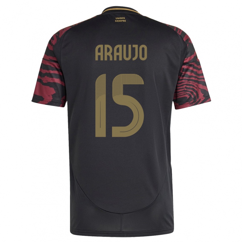 Kandiny Bambino Maglia Perù Miguel Araujo #15 Nero Kit Gara Away 24-26 Maglietta