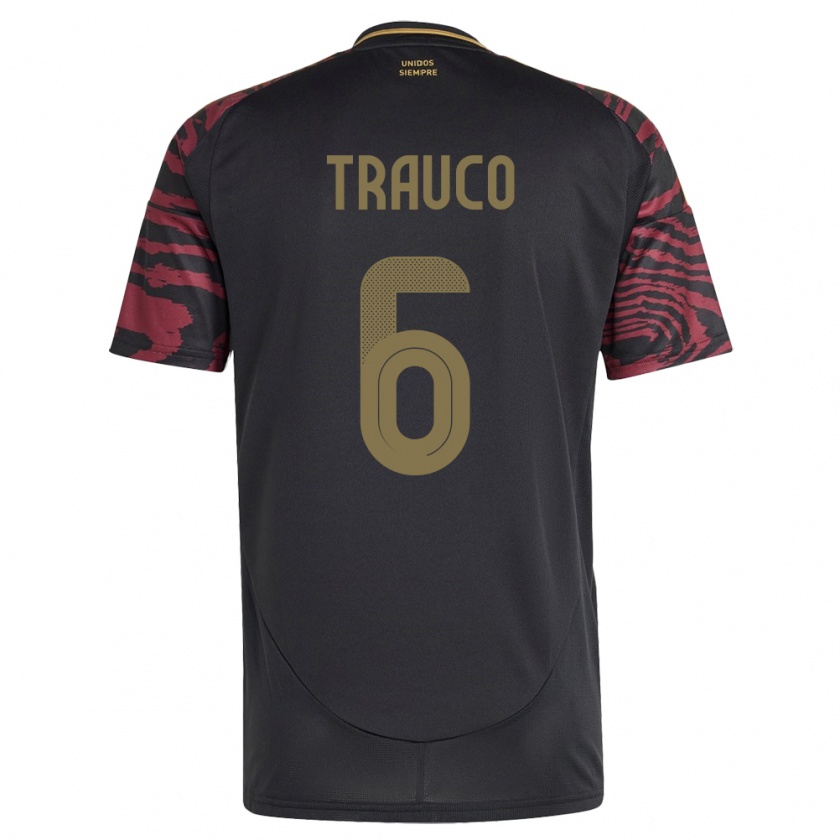 Kandiny Bambino Maglia Perù Miguel Trauco #6 Nero Kit Gara Away 24-26 Maglietta