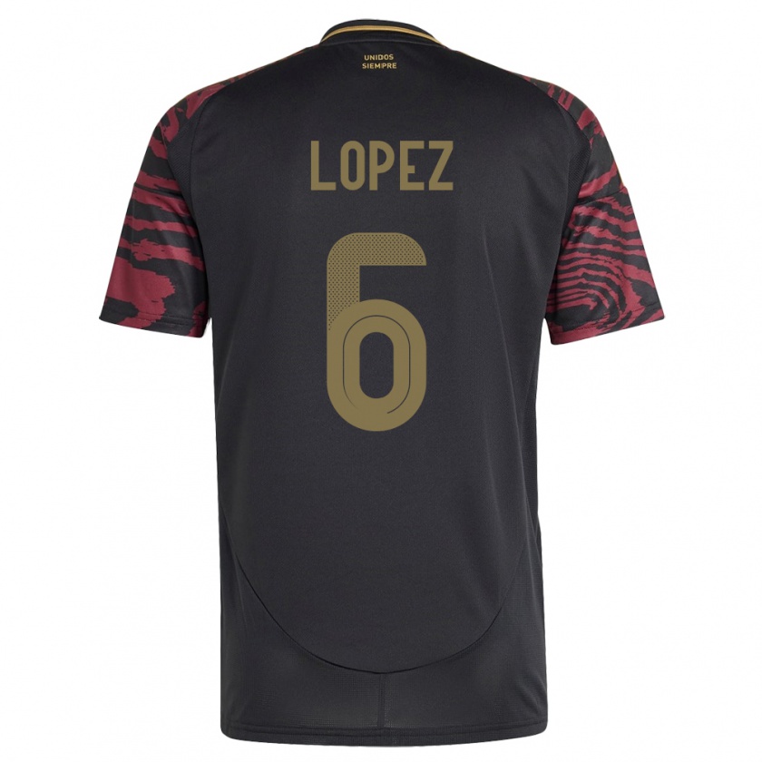 Kandiny Bambino Maglia Perù Marcos López #6 Nero Kit Gara Away 24-26 Maglietta