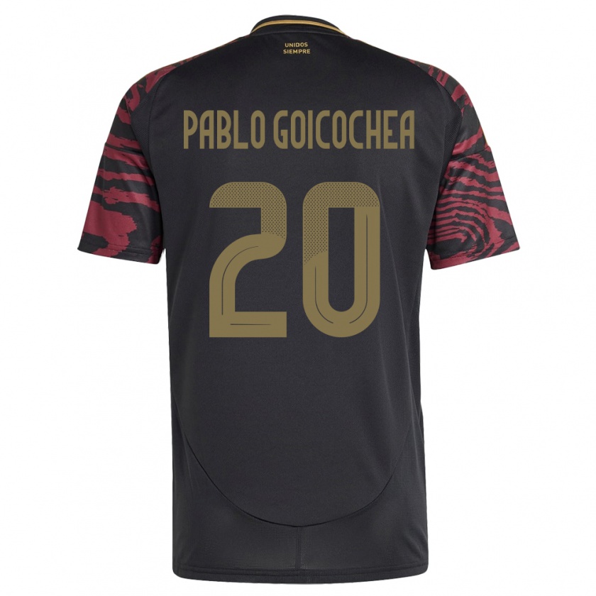 Kandiny Kinder Peru Juan Pablo Goicochea #20 Schwarz Auswärtstrikot Trikot 24-26 T-Shirt Österreich