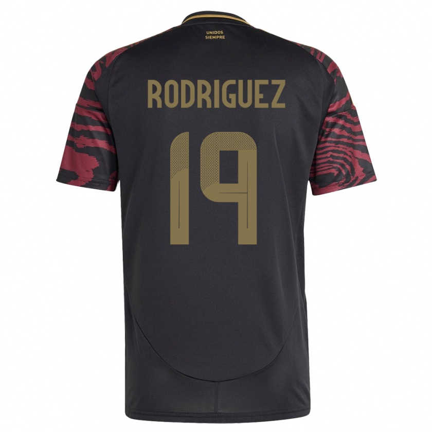 Kandiny Bambino Maglia Perù Mateo Rodríguez #19 Nero Kit Gara Away 24-26 Maglietta