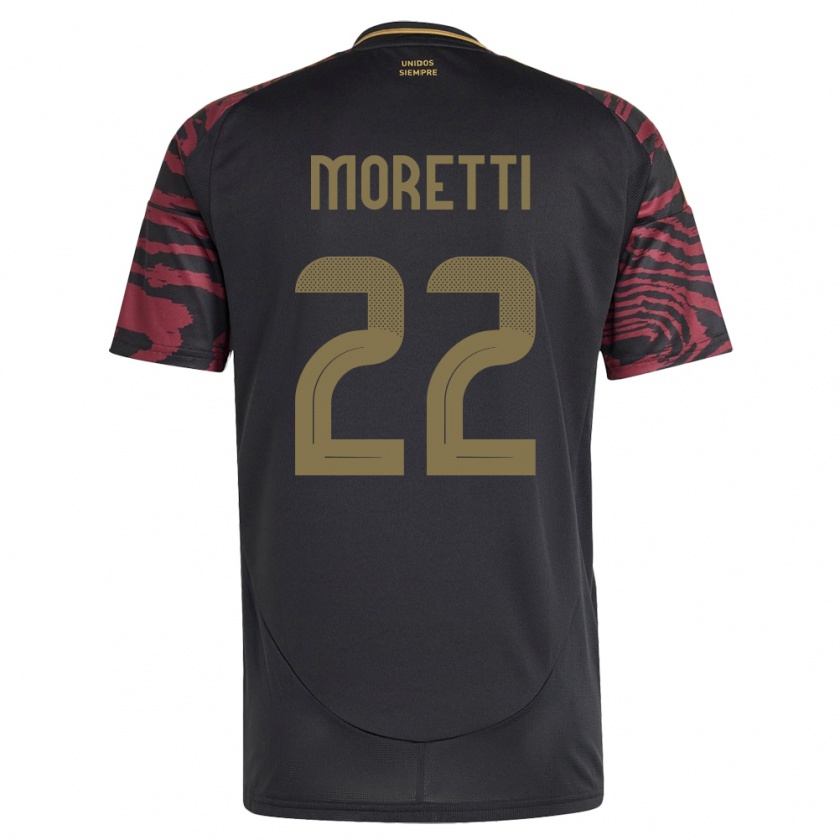 Kandiny Bambino Maglia Perù Jair Moretti #22 Nero Kit Gara Away 24-26 Maglietta