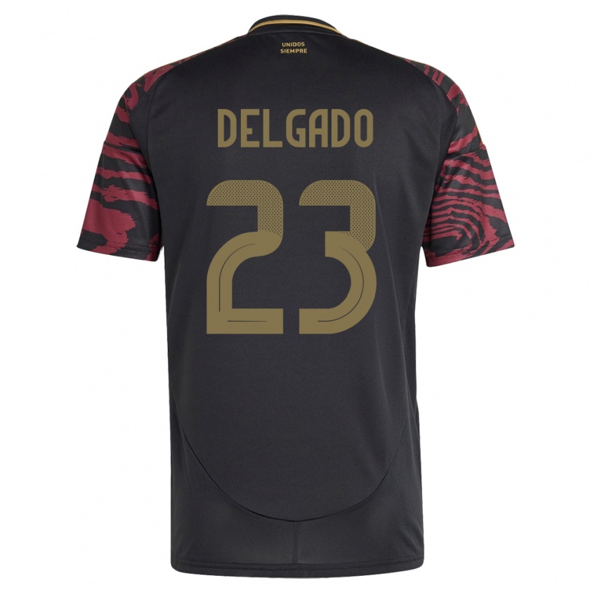 Kandiny Bambino Maglia Perù Valentino Delgado #23 Nero Kit Gara Away 24-26 Maglietta