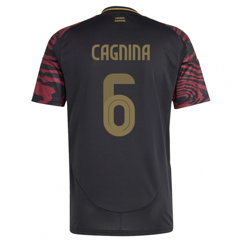 Kandiny Bambino Maglia Perù Claudia Cagnina #6 Nero Kit Gara Away 24-26 Maglietta