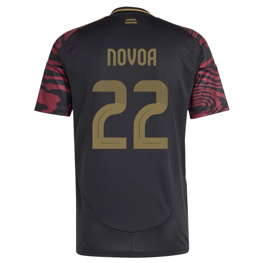 Kandiny Bambino Maglia Perù Cindy Novoa #22 Nero Kit Gara Away 24-26 Maglietta