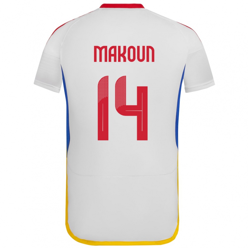 Kandiny Bambino Maglia Venezuela Christian Makoun #14 Bianco Kit Gara Away 24-26 Maglietta