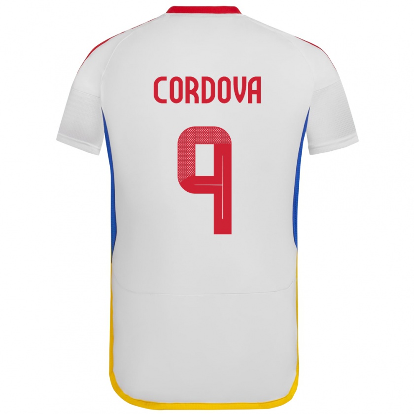 Kandiny Bambino Maglia Venezuela Sergio Córdova #9 Bianco Kit Gara Away 24-26 Maglietta