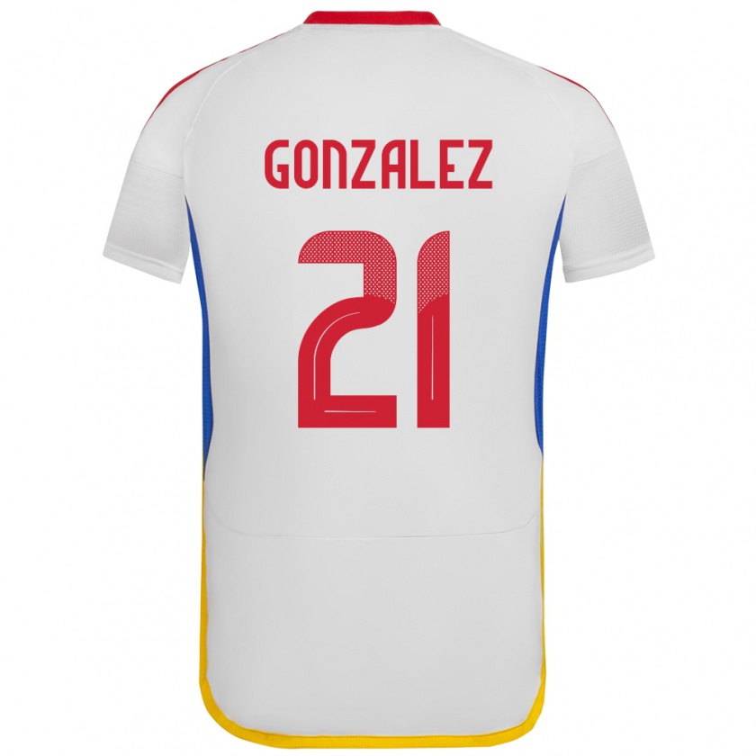 Kandiny Bambino Maglia Venezuela Alexander González #21 Bianco Kit Gara Away 24-26 Maglietta