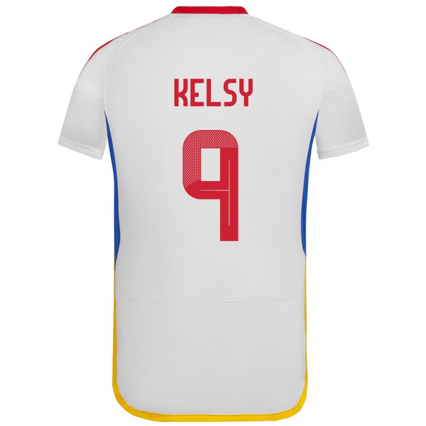 Kandiny Bambino Maglia Venezuela Kevin Kelsy #9 Bianco Kit Gara Away 24-26 Maglietta