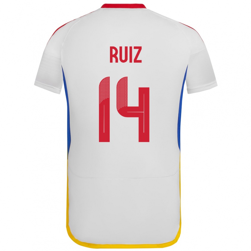 Kandiny Bambino Maglia Venezuela Maicol Ruiz #14 Bianco Kit Gara Away 24-26 Maglietta