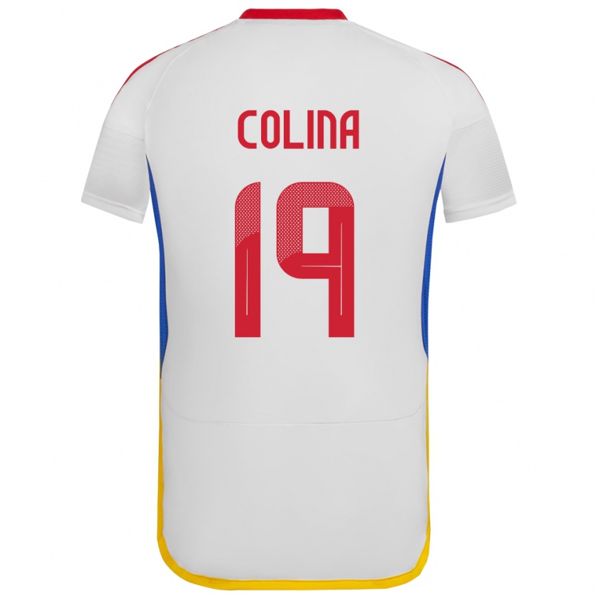 Kandiny Bambino Maglia Venezuela Junior Colina #19 Bianco Kit Gara Away 24-26 Maglietta